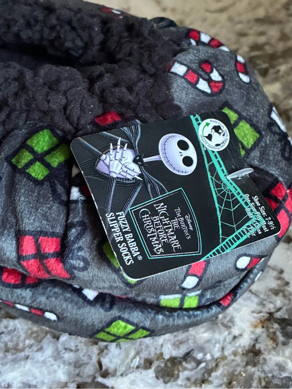 Disney The Nightmare Before Christmas Jack Skellington Fuzzy Babba Slipper Socks